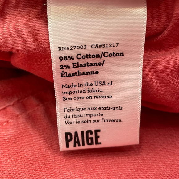 🍀Paige Skyline Ankle Peg Women's Carmine Red Denim Low Rise Skinny Jeans Size 26 - Picture 5 of 10